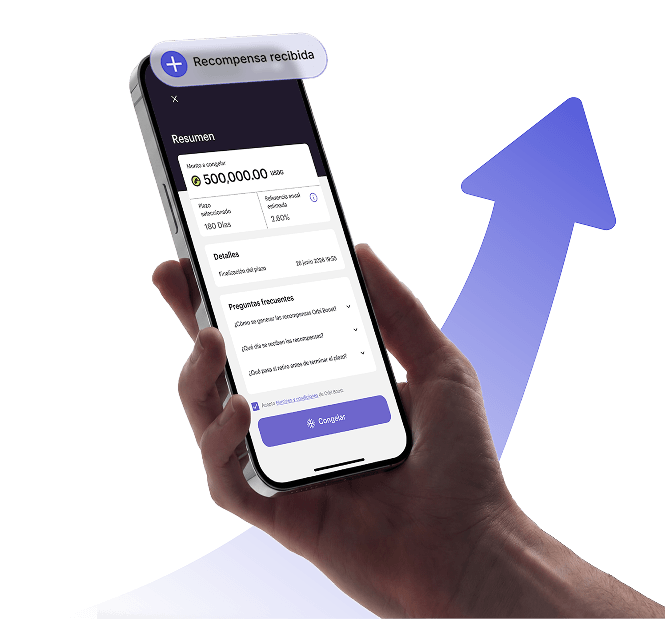 hand holding a phone with the Orbi Boost rewards screen